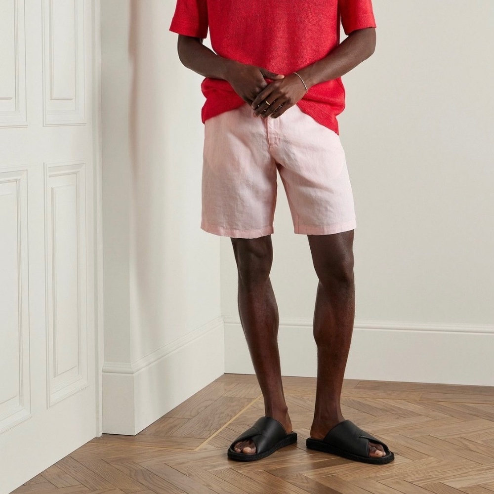 * FIRM PRICE* Orlebar Brown Norwich Lino Pink Linen Shorts